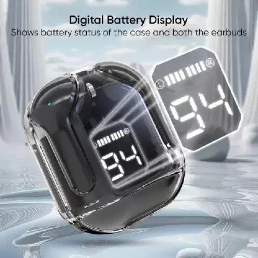 Air31 Earbuds Wireless | Crystal Transparent Bluetooth 5.3 | LED Display | Heavy Bass Stereo Sound - jnty.pk