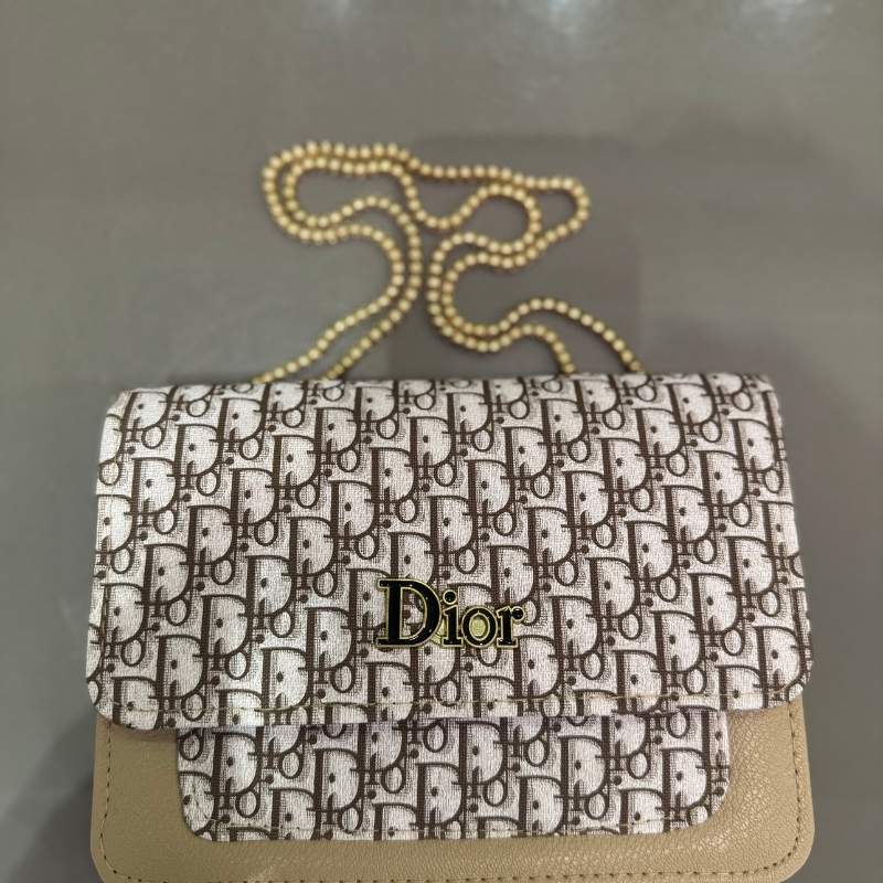 Beige | Dior Oblique Canvas & Leather Flap Clutch | Luxury Designer Handbag for Women - jnty.pk