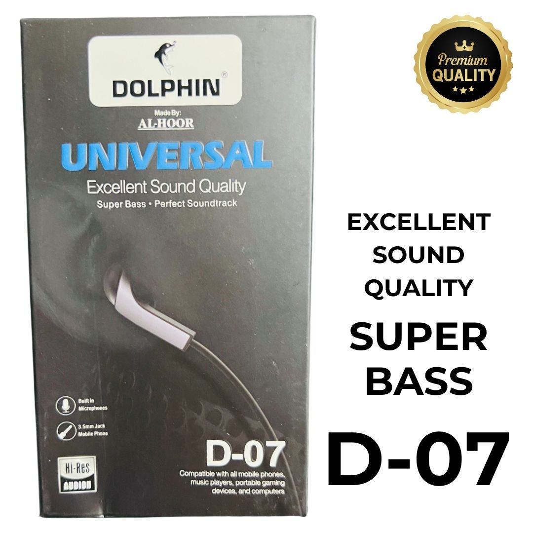 Dolphin D - 07 Handsfree | Super Bass Stereo Sound | High - Quality Audio with Mic & Controls - jnty.pk