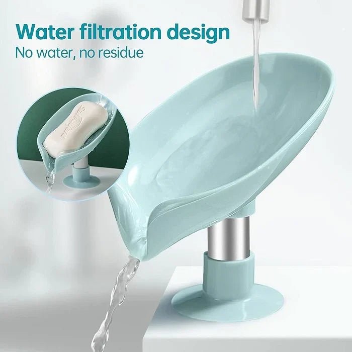 Leaf - Shaped Self - Draining Soap Holder | Stylish Waterfall Design with Suction Base for Bathroom & Kitchen | Random Colors - jnty.pk