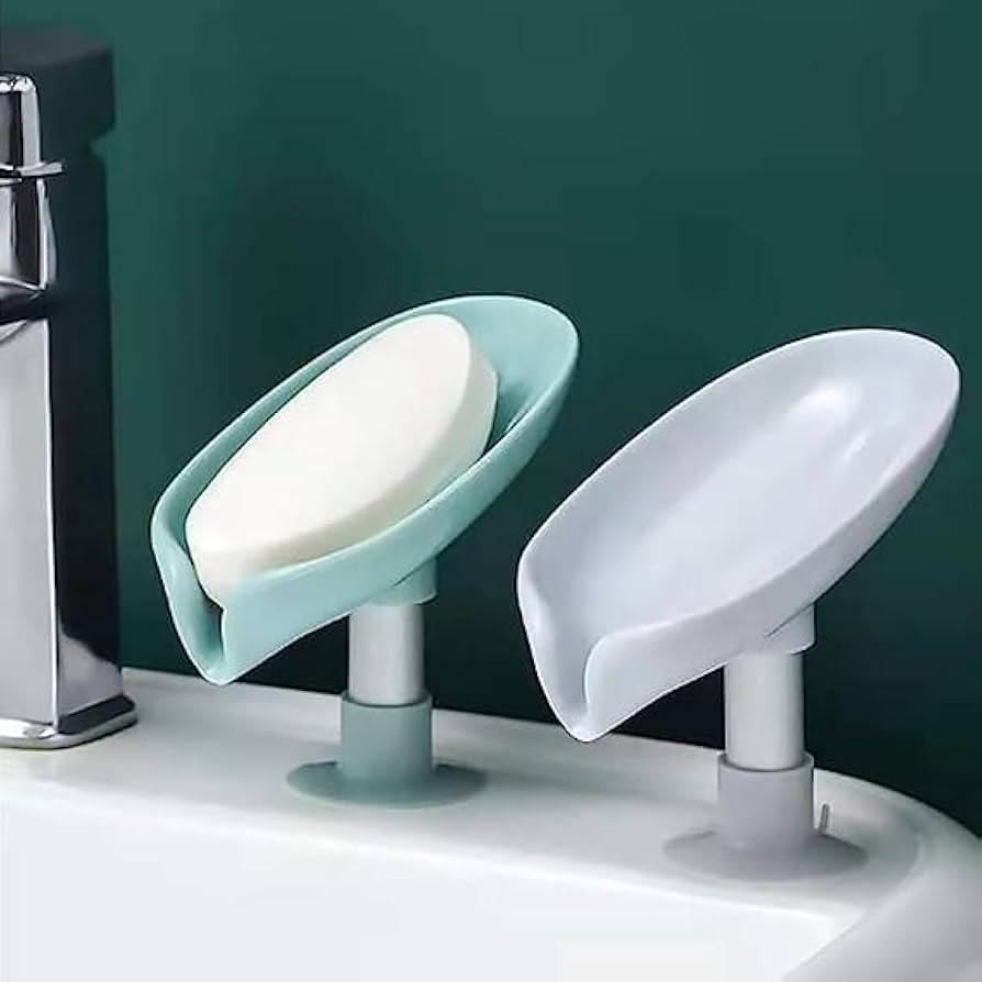 Leaf - Shaped Self - Draining Soap Holder | Stylish Waterfall Design with Suction Base for Bathroom & Kitchen | Random Colors - jnty.pk