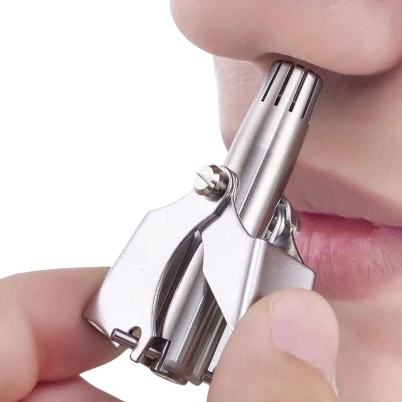 Manual Stainless Steel Nose & Ear Hair Trimmer – Painless, Battery - Free Precision Grooming Tool with Cleaning Brush - jnty.pk