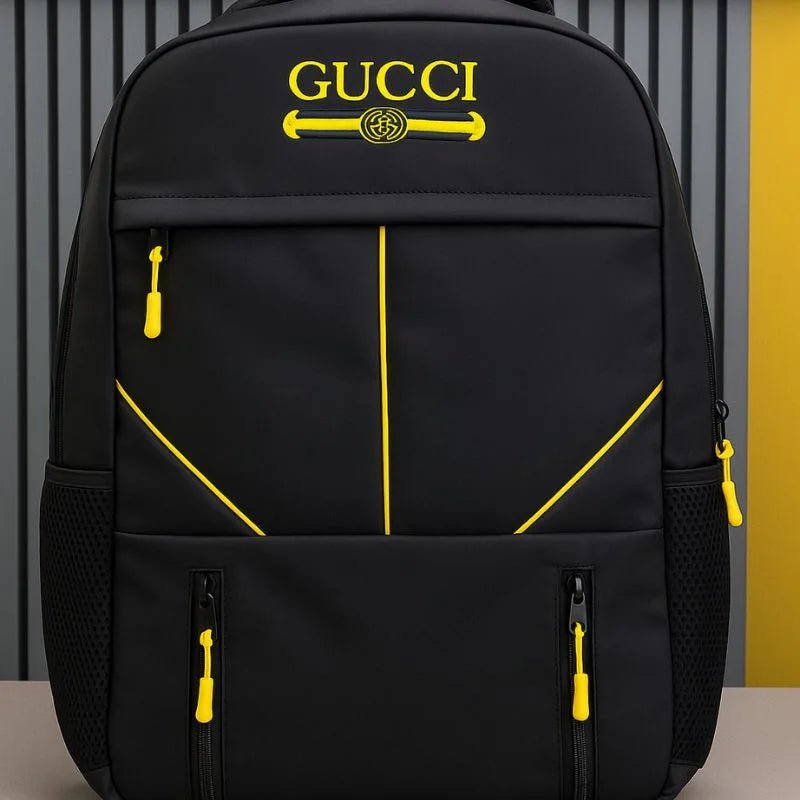 Multi - Functional Travel Backpack | Business Daypack with Laptop Compartment | Black & Yellow - jnty.pk
