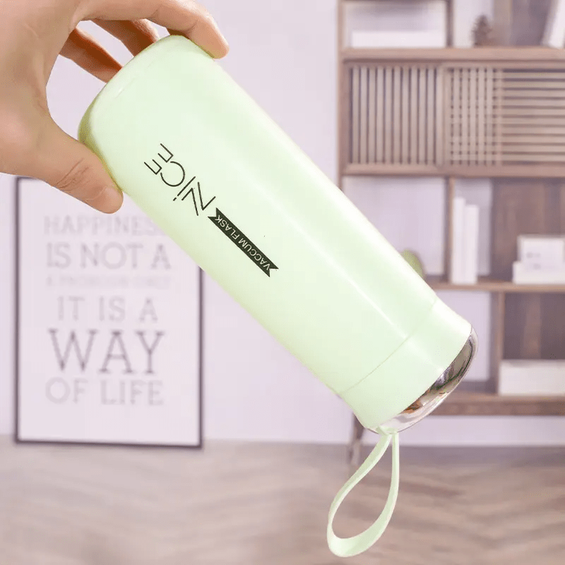 Nice Bottle | 400ml Mini Flask Glass Water Bottle with Vacuum Insulation | Temperature Resistant | Random Colors - jnty.pk