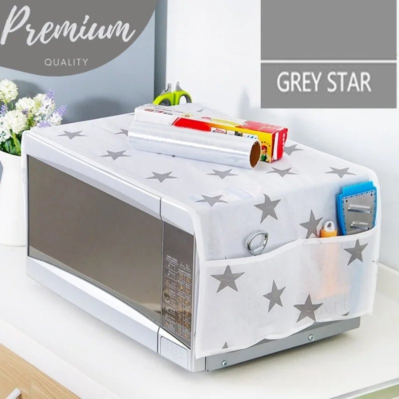 Oven & Microwave Cover | Waterproof Oil Dust Protector with Double Side Pockets - jnty.pk