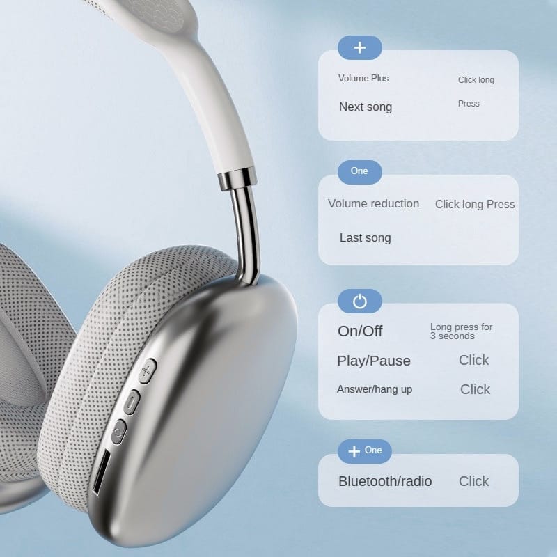 P9 Wireless Bluetooth Headphones with Noise Cancelling and Stereo Sound – (Random Color) - jnty.pk