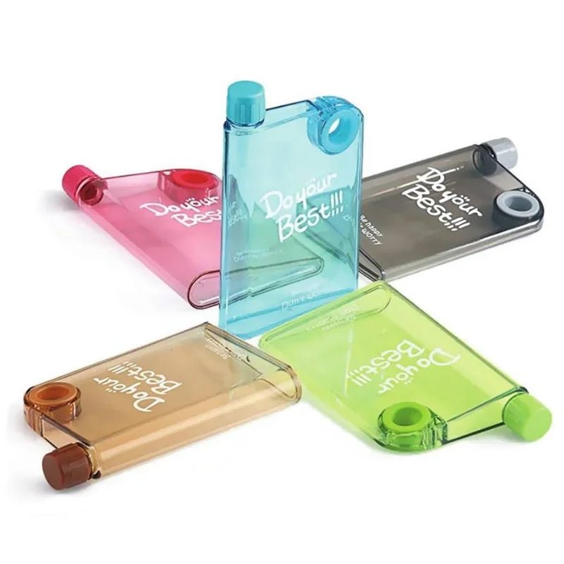 Pink Ultra Slim Notebook Style Water Bottle 380ml | Portable Memo Bottle for Travel, School & Office - jnty.pk