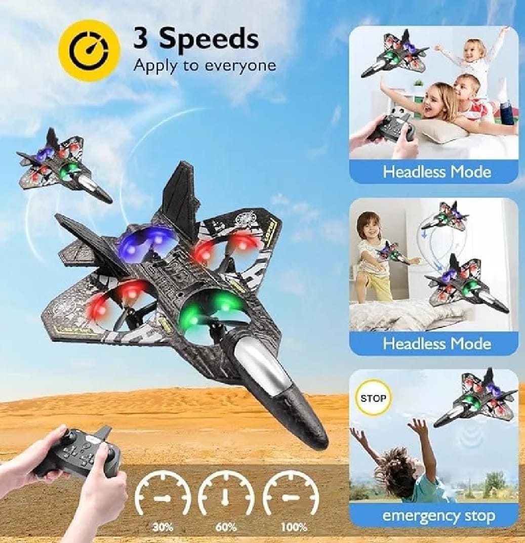 Premium RC Fighter Jet Plane 24G Remote Control Foam Airplane Toy High Speed Glider Stunt Aircraft for Kids Adults - jnty.pk