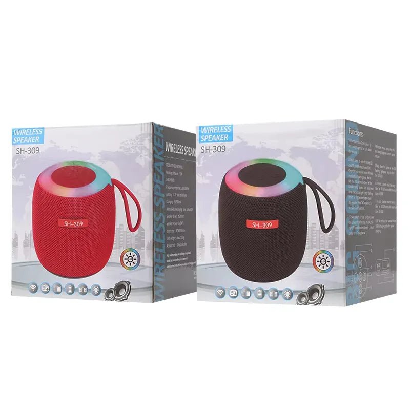 SH - 309 Mini Wireless Bluetooth Speaker | Portable 5W Outdoor Speaker | RGB Night Light - jnty.pk