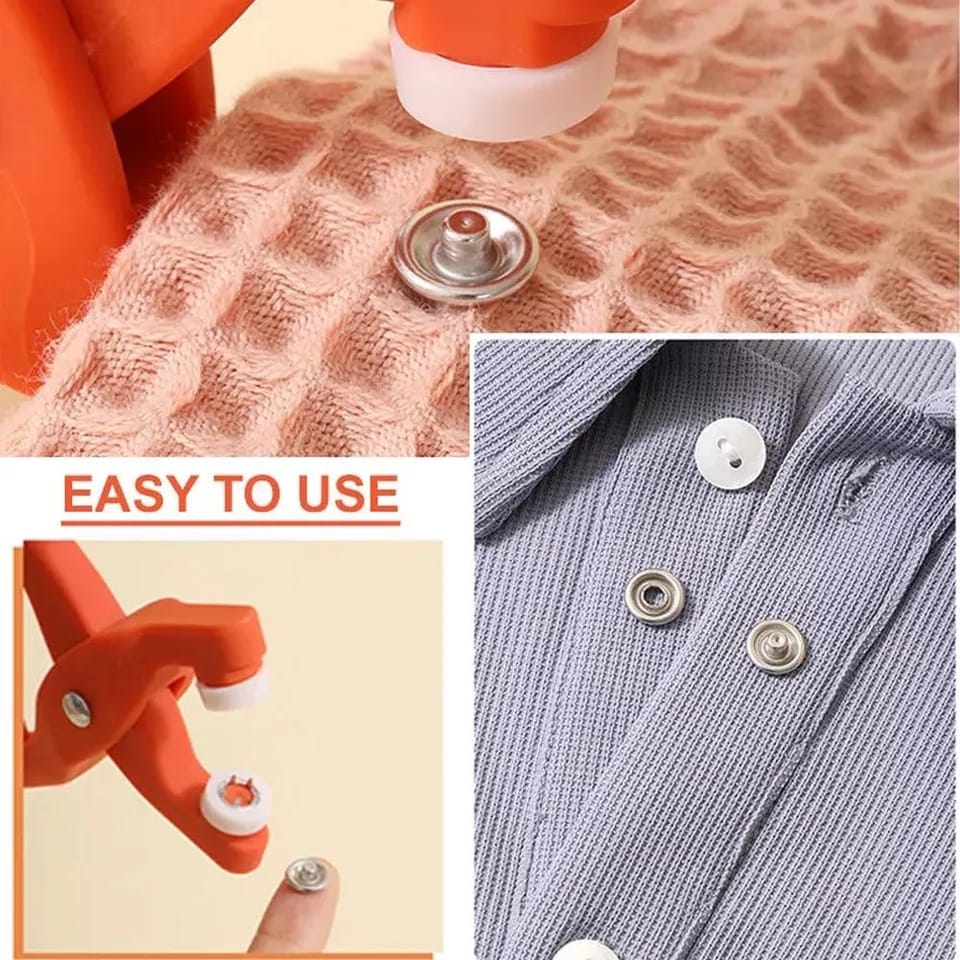 Tich Button Machine Plier with 25 Plastic Snap Buttons | DIY Sewing & Craft Tool - jnty.pk