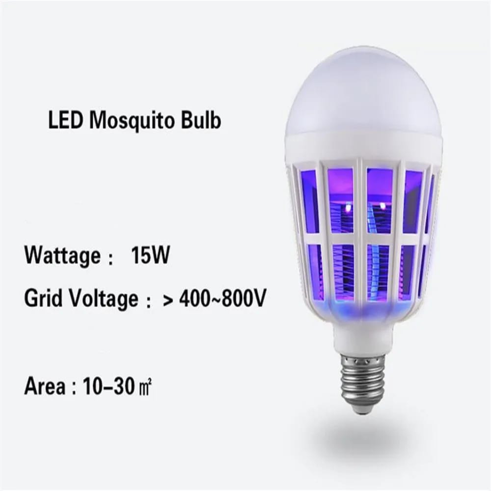 2 - in - 1 LED Mosquito Killer Bulb | 15W Insect Zapper Light | Silent, Odorless, Energy Saving - jnty.pk