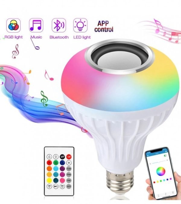 2 - in - 1 Smart LED Bulb with Bluetooth Speaker | RGB Color Light + Remote Control - jnty.pk