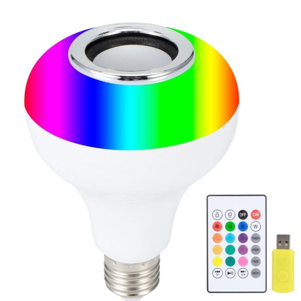 2 - in - 1 Smart LED Bulb with Bluetooth Speaker | RGB Color Light + Remote Control - jnty.pk