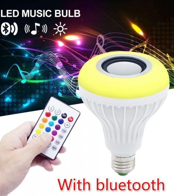 2 - in - 1 Smart LED Bulb with Bluetooth Speaker | RGB Color Light + Remote Control - jnty.pk