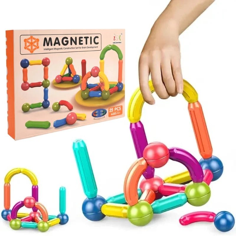 25 Pcs Magnetic Building Blocks Set | STEM Educational Rods & Balls Toy for Kids - jnty.pk