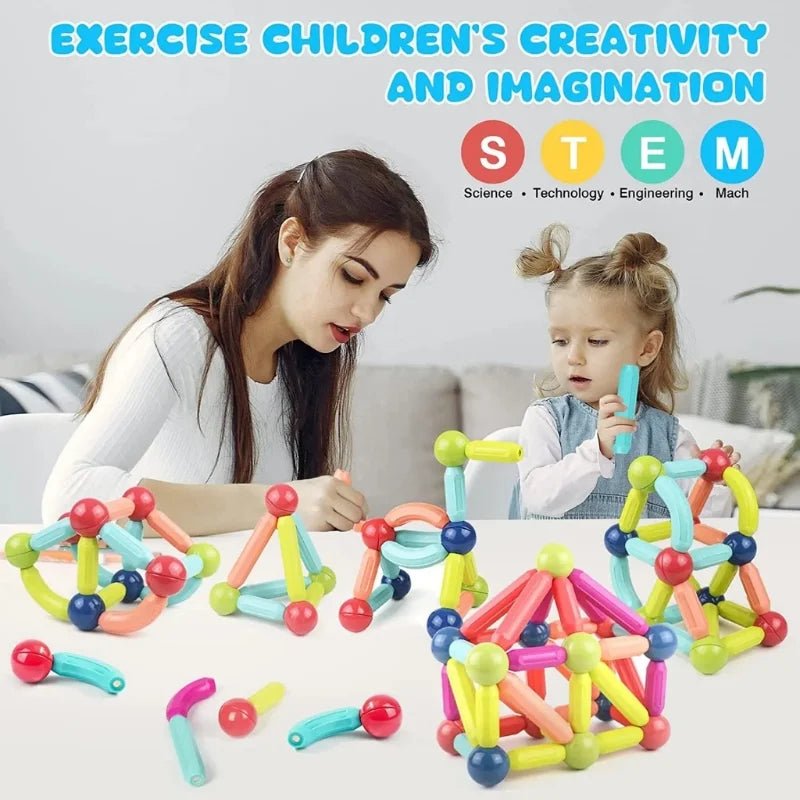 25 Pcs Magnetic Building Blocks Set | STEM Educational Rods & Balls Toy for Kids - jnty.pk