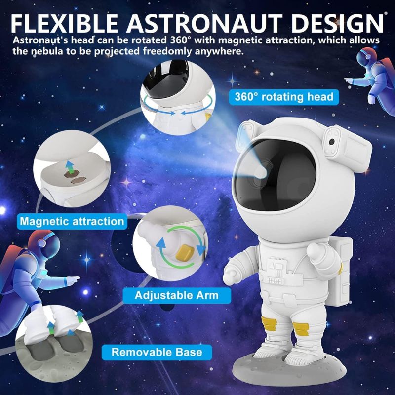 Astronaut Star Projector Night Light | Bring the Galaxy to Your Room | LED Nebula & Starry Sky Projection - jnty.pk