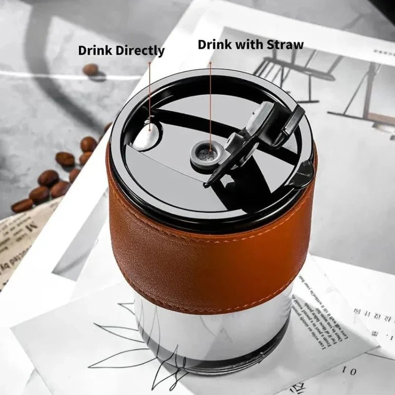 Bamboo Joint Glass Cup with Lid & Straw | 13oz Can - Shaped Tumbler with Leather Sleeve - jnty.pk