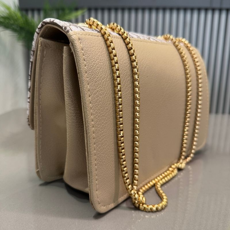 Beige | Dior Oblique Canvas & Leather Flap Clutch | Luxury Designer Handbag for Women - jnty.pk
