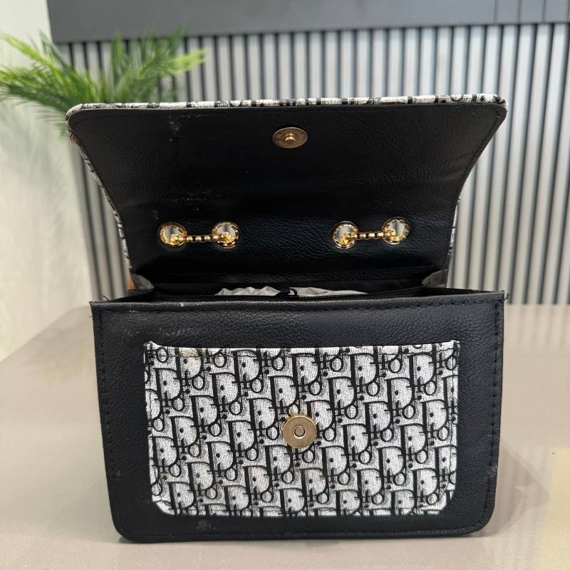 Black | Dior Oblique Canvas & Leather Flap Clutch | Luxury Designer Handbag for Women - jnty.pk