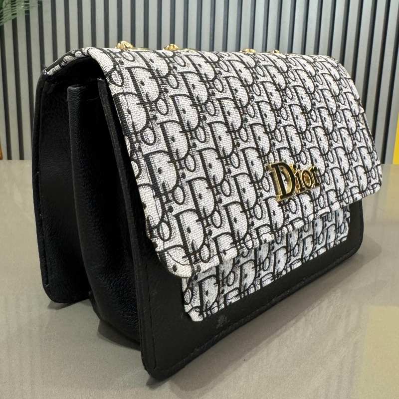 Black | Dior Oblique Canvas & Leather Flap Clutch | Luxury Designer Handbag for Women - jnty.pk
