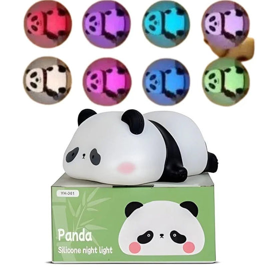 Cute Panda Soft Silicone LED Animal Bedside Lamp | Tap Control & USB Rechargeable | Panda Night Light for Kids - jnty.pk