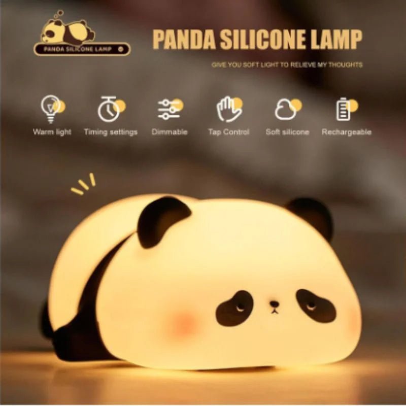 Cute Panda Soft Silicone LED Animal Bedside Lamp | Tap Control & USB Rechargeable | Panda Night Light for Kids - jnty.pk