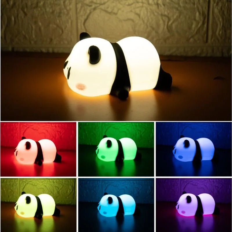 Cute Panda Soft Silicone LED Animal Bedside Lamp | Tap Control & USB Rechargeable | Panda Night Light for Kids - jnty.pk