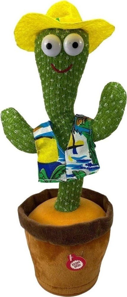 Dancing Cactus Toy – Singing, Talking, Voice Recording Plush with USB Rechargeable Function – Fun Educational Gift for Babies and Kids (Ages 6 Months & Up) - Rechargeable - With Cap - jnty.pk