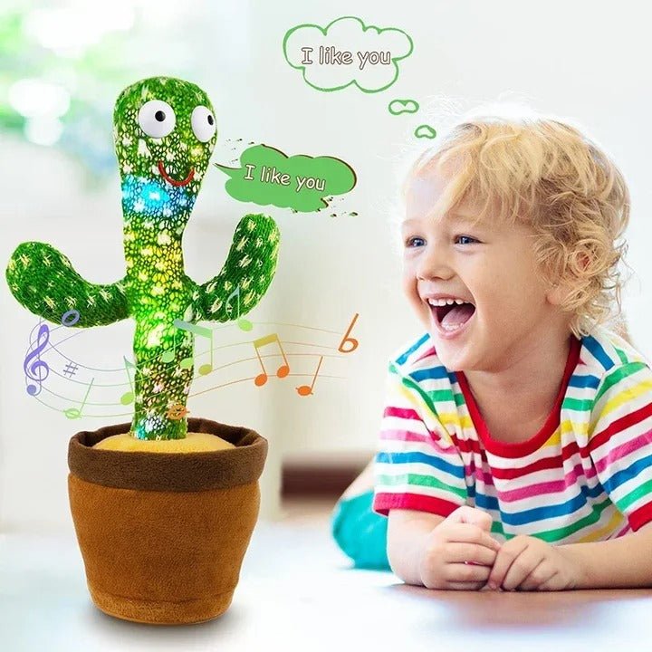 Dancing Cactus Toy – Singing, Talking, Voice Recording Plush with USB Rechargeable Function – Fun Educational Gift for Babies and Kids (Ages 6 Months & Up) - Rechargeable - With Cap - jnty.pk