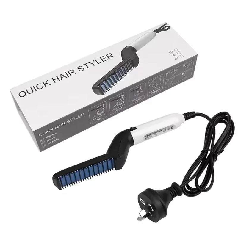 Hair & Beard Straightener Comb for Men | Multifunction Electric Hair & Beard Styling Brush | Quick Heating Ceramic Straightener - jnty.pk