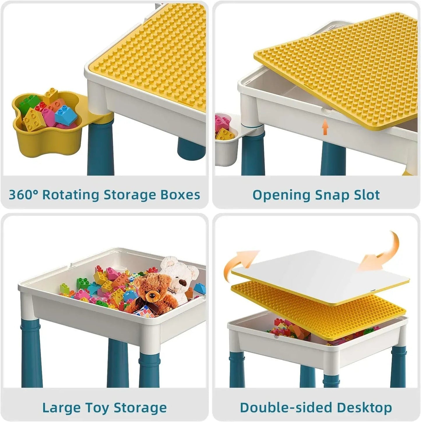 Kids Building Blocks Table With Chair – Multi - Functional Play Set For Creative Learning, Building, Drawing, And Fun Activities - jnty.pk