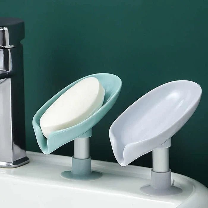 Leaf - Shaped Self - Draining Soap Holder | Stylish Waterfall Design with Suction Base for Bathroom & Kitchen | Random Colors - jnty.pk