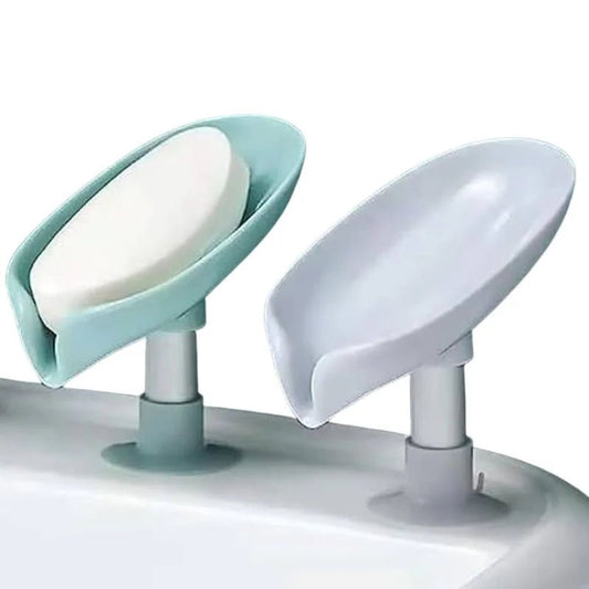 Leaf - Shaped Self - Draining Soap Holder | Stylish Waterfall Design with Suction Base for Bathroom & Kitchen | Random Colors - jnty.pk