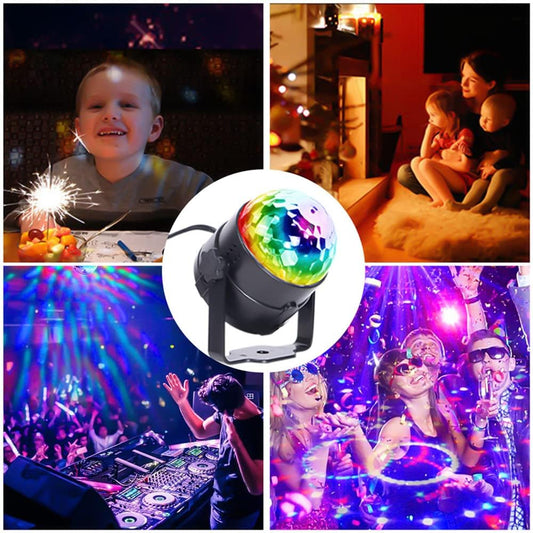 LED Disco Party Lights Crystal Magic Ball 3W RGB | Colorful Projection Lamp for Parties & Events - jnty.pk