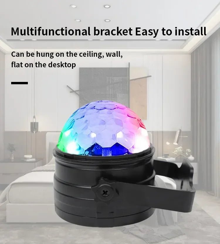 LED Disco Party Lights Crystal Magic Ball 3W RGB | Colorful Projection Lamp for Parties & Events - jnty.pk