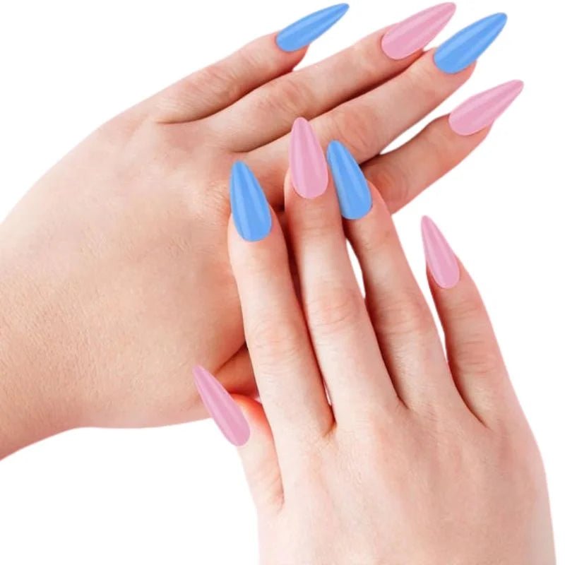 Multicolor Acrylic Artificial Nails Kit | Full Cover Nails with Glue | 24 Shades | 576 Pcs - jnty.pk