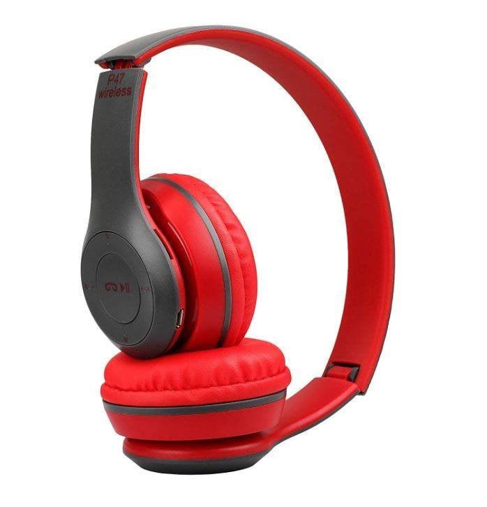 P47 Wireless Headphones | Bluetooth Foldable Headset | Stereo Sound | FM Radio & TF Card Support | Built - in Microphone - jnty.pk