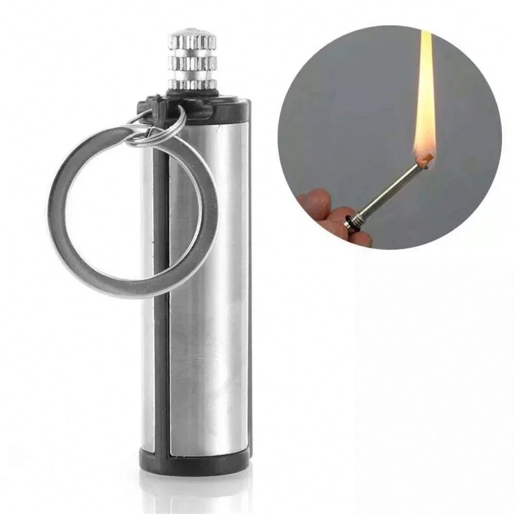 Permanent Match Striker Flint Stone Lighter with Keychain | Waterproof Survival Matchstick for Smoking & Outdoor Use - jnty.pk