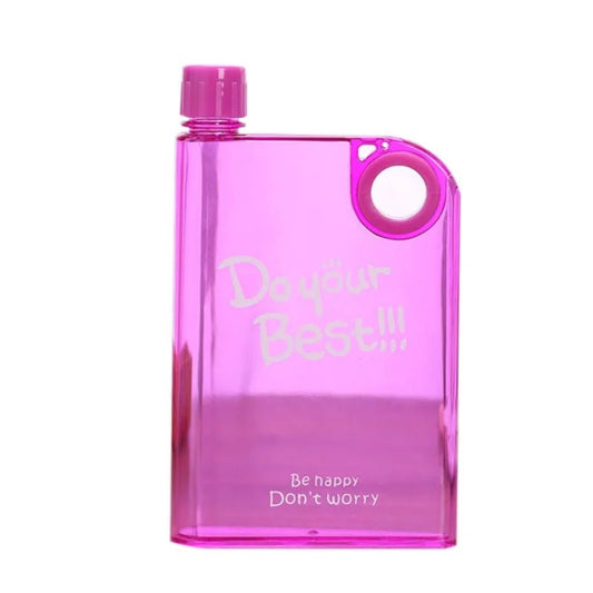 Pink Ultra Slim Notebook Style Water Bottle 380ml | Portable Memo Bottle for Travel, School & Office - jnty.pk