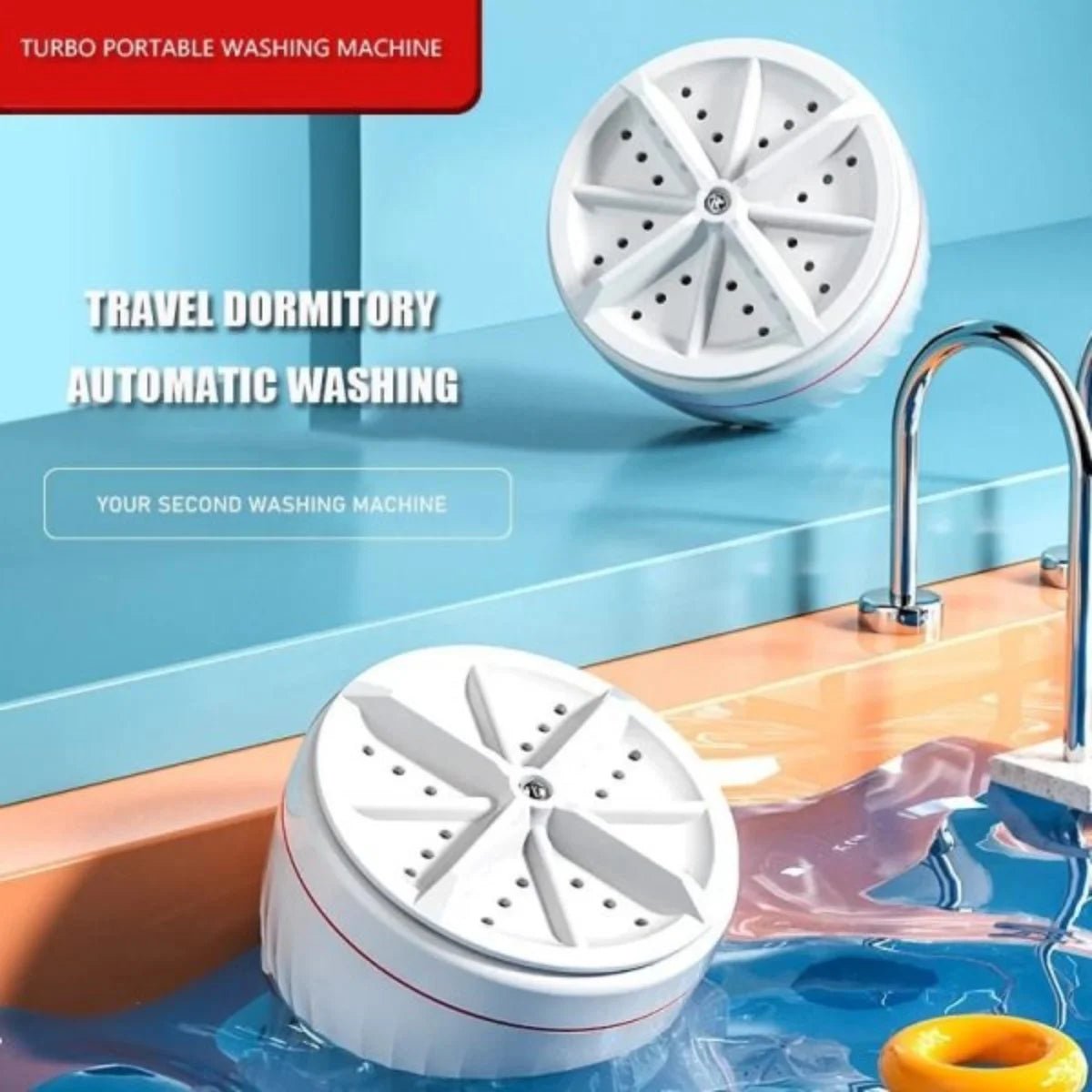 Portable USB Mini Turbo Washer | Ultrasonic Travel Washing Machine for Socks, Underwear & Dishes - jnty.pk