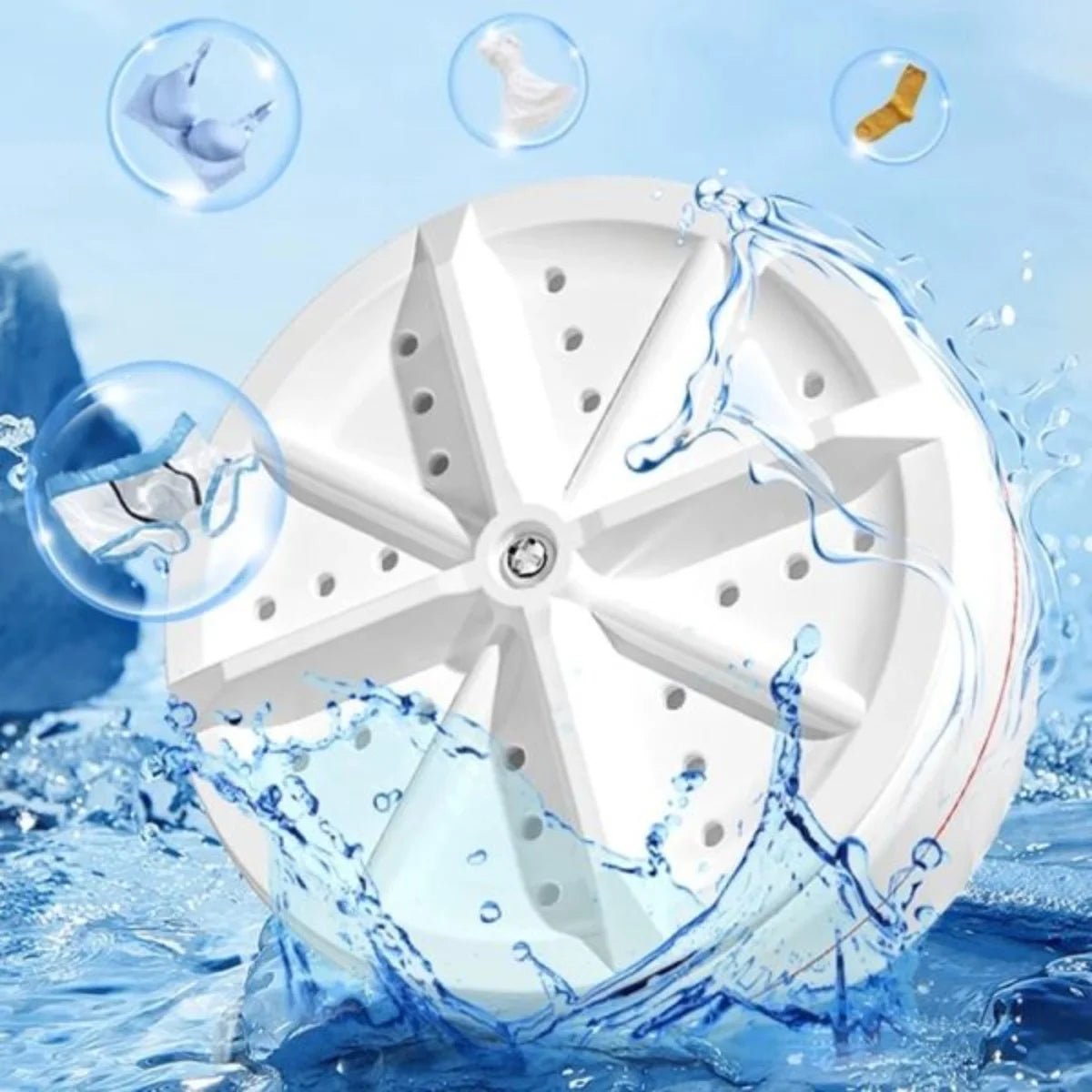 Portable USB Mini Turbo Washer | Ultrasonic Travel Washing Machine for Socks, Underwear & Dishes - jnty.pk