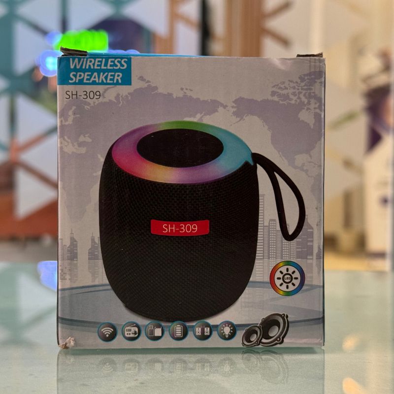 SH - 309 Mini Wireless Bluetooth Speaker | Portable 5W Outdoor Speaker | RGB Night Light - jnty.pk