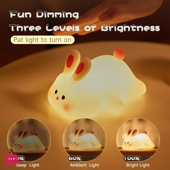 Silicon Rabbit Lamp - Cute Lamps - Rechargeable Rabbit Lamp With Touch Sensor - Bunny Night Lamps for Kids - jnty.pk
