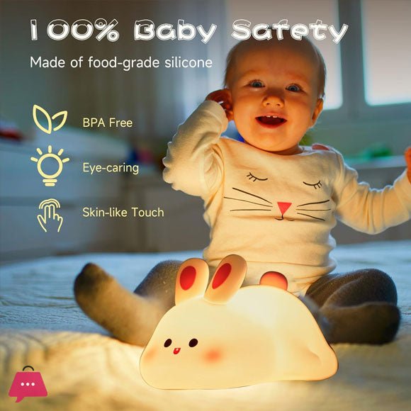 Silicon Rabbit Lamp - Cute Lamps - Rechargeable Rabbit Lamp With Touch Sensor - Bunny Night Lamps for Kids - jnty.pk