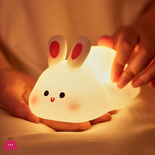 Silicon Rabbit Lamp - Cute Lamps - Rechargeable Rabbit Lamp With Touch Sensor - Bunny Night Lamps for Kids - jnty.pk